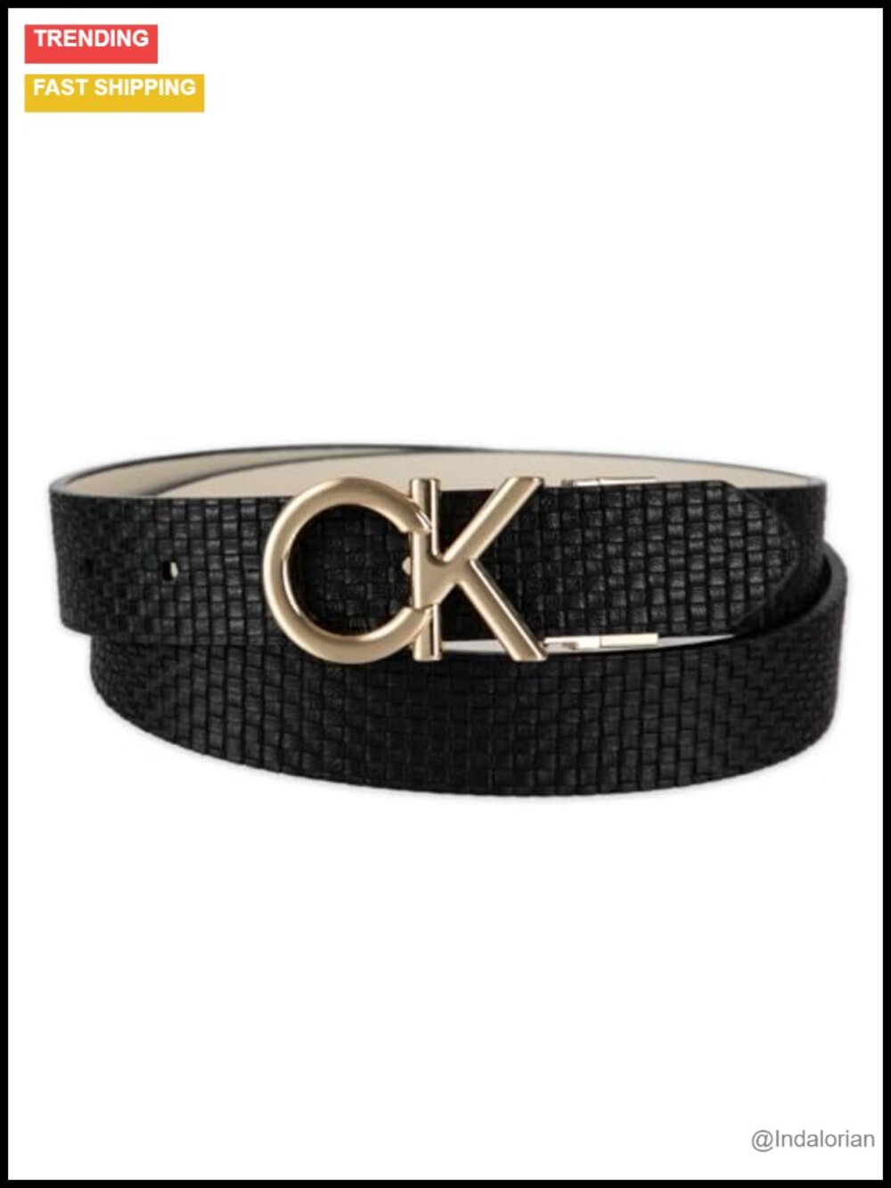 Reversible CK Monogram Plaque Buckle Dress Belt 1.25 Inch Adjustable